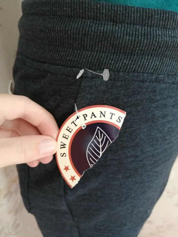 Pantalon jogging coupe biky gris shiné à reliefs sur les genoux / sweet pants / (S) - photo numéro 11