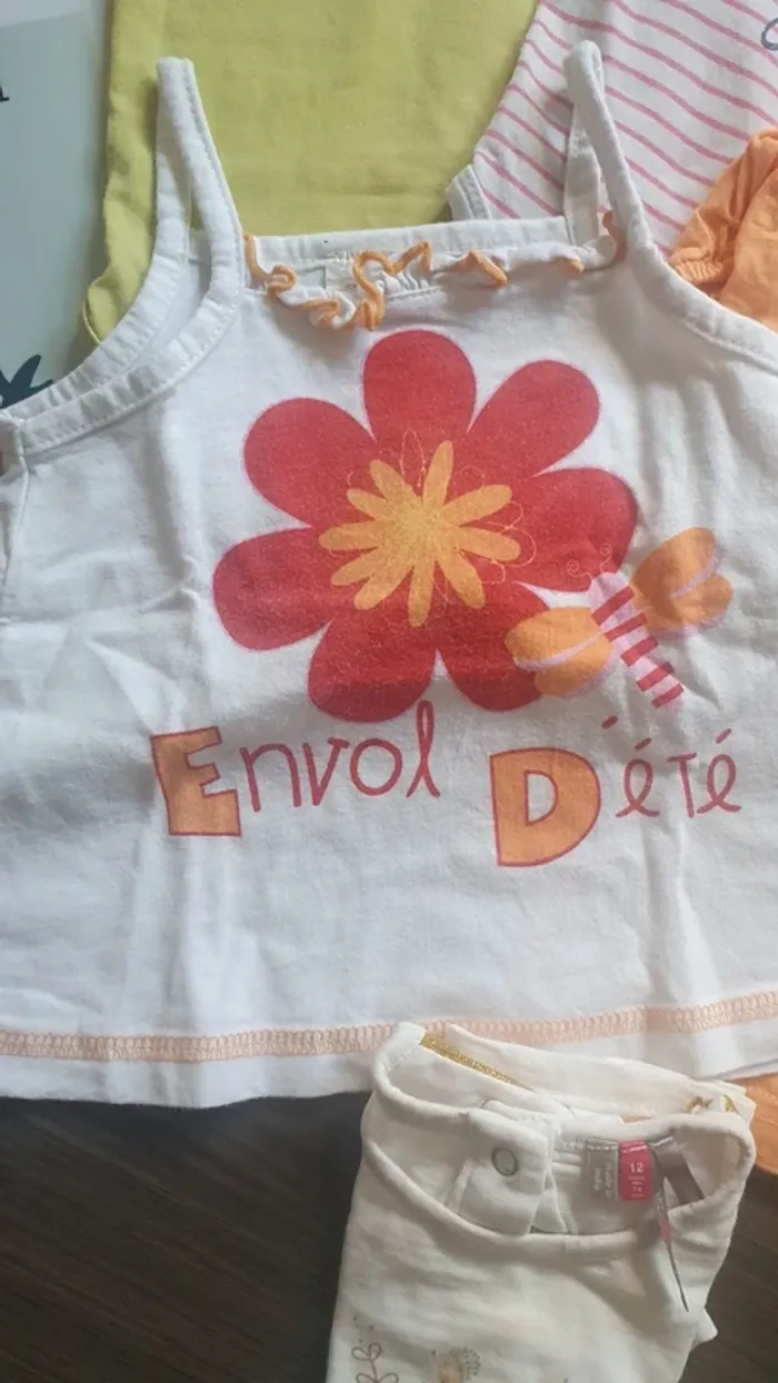 Lot 12 mois manche courte fille bodie Tee-shirt - photo numéro 5