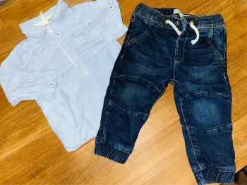 Chemise orchestra bleu clair 12 mois/jeans Zara 9/12mois