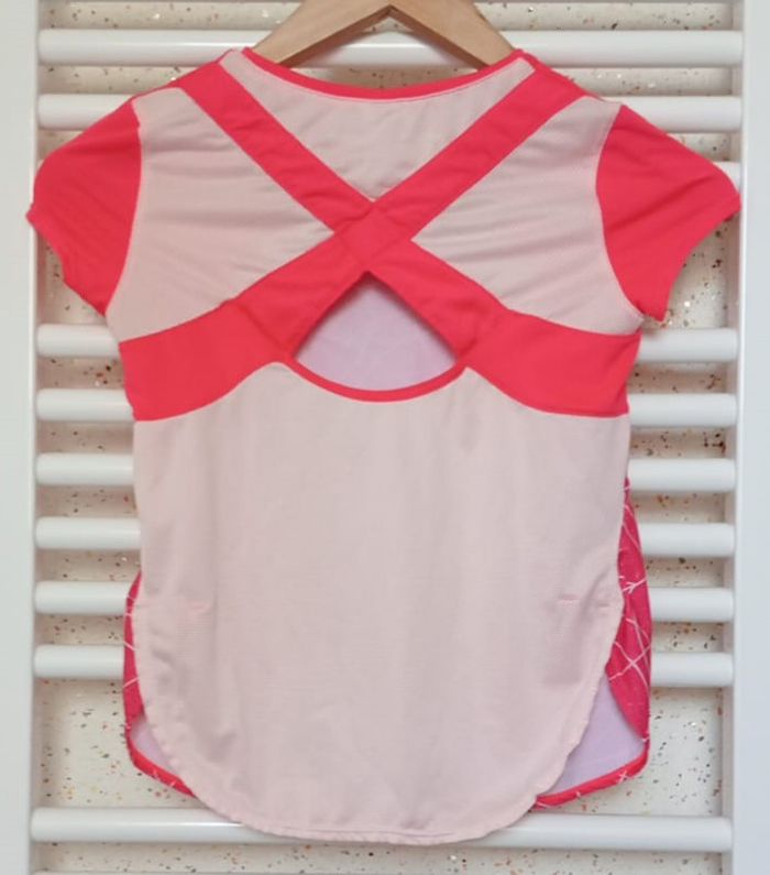 Tee shirt de sport manche courte rose blanc Décathlon Taille 8 / 9 ans - photo numéro 3