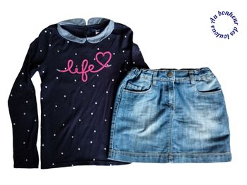 10 ans ensemble teeshirt okaidi et jupe tape a l'oeil