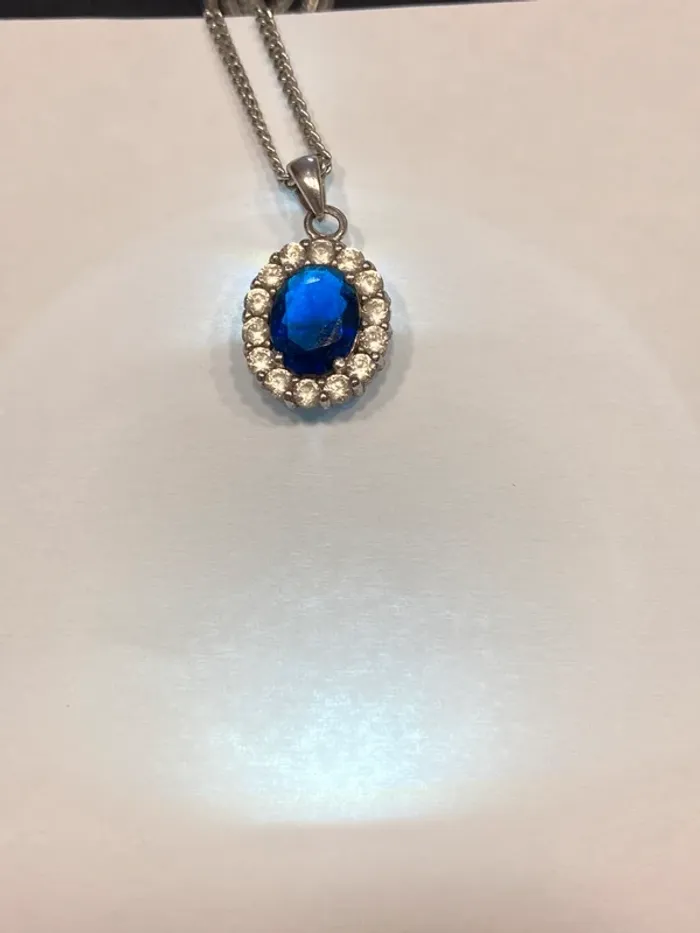 Très beau collier pendentif argent/saphir - photo numéro 3