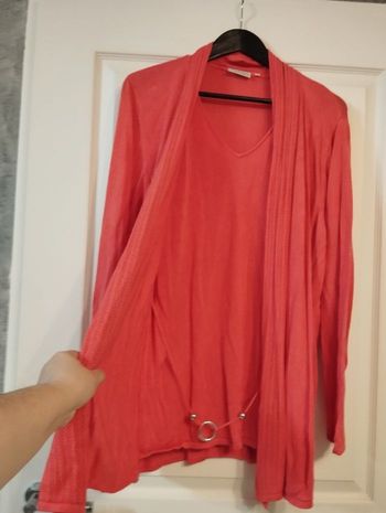 * Tunique double effet orange-saumon T46-48 C&A