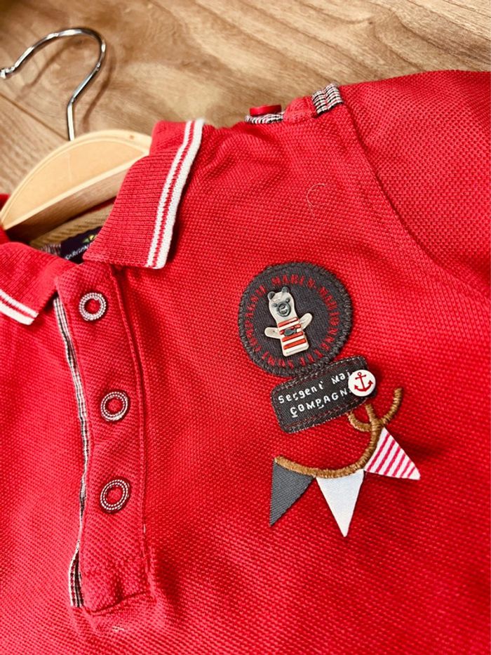 Taille 9 mois ensemble 2 pièces garçon Sergent Major blanc et rouge * polo * 💙 - photo numéro 3