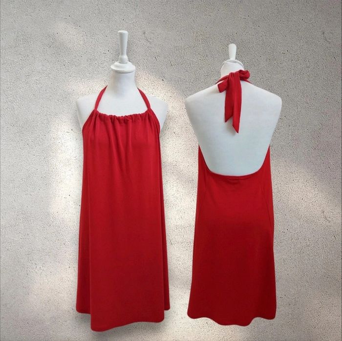 Robe fluide dos-nu à nouer rouge taille L