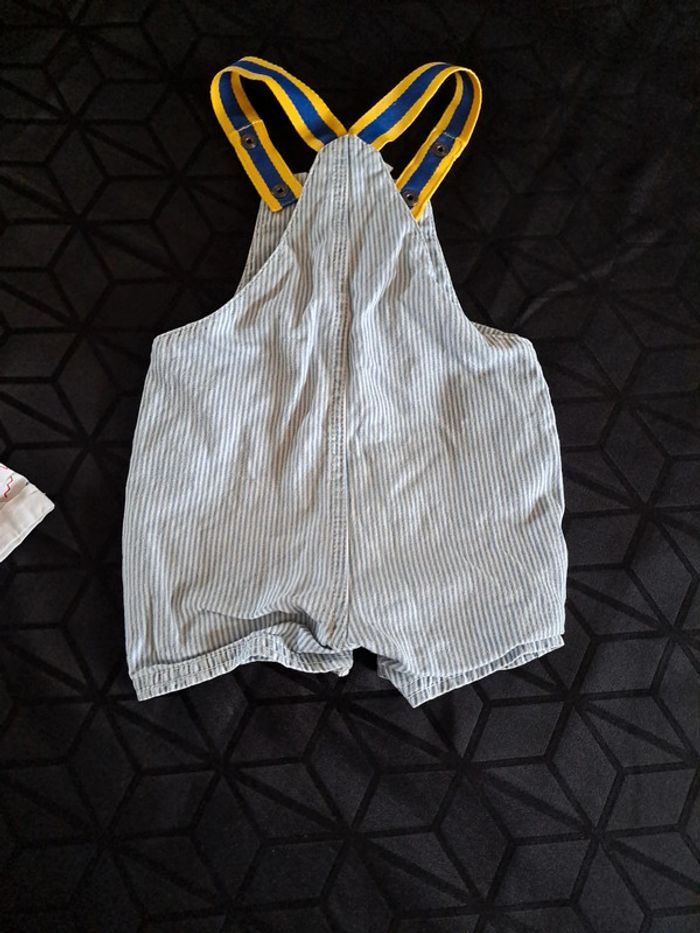 Magnifique ensemble salopette short et chemise manche courte mickey 6mois 100%coton - photo numéro 3