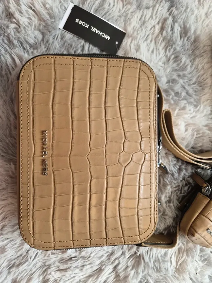 Sac bandoulière cuir Michael Kors – Effet croco camel – Neuf avec étiquettes - photo numéro 4