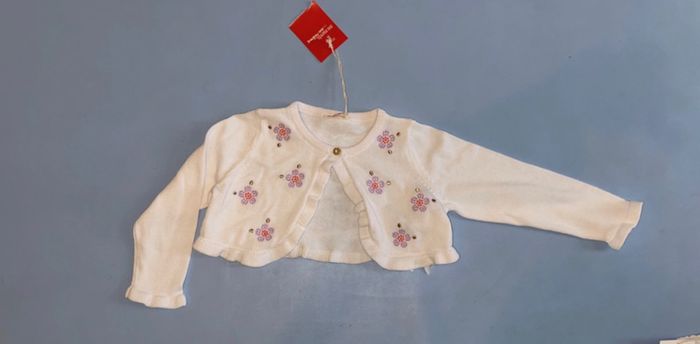Cardigan blanc motif fleurs - photo numéro 1