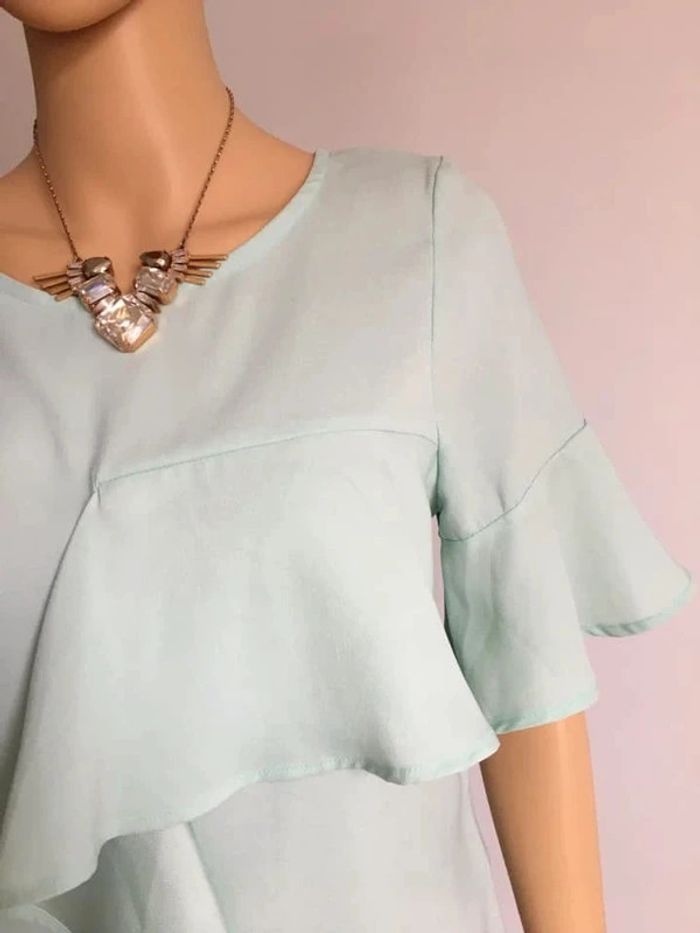 Blouse verte turquoise neuve à manches courtes Morgan taille 38 - photo numéro 5