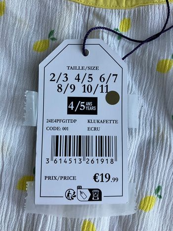 Paréo neuf Sergent major 4-5 ans.