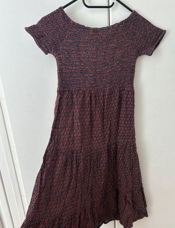 Robe d’été en coton 10 ans - bordeaux style bohème