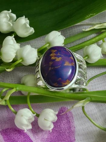 Bague avec sa pierre jaspe mosaïque