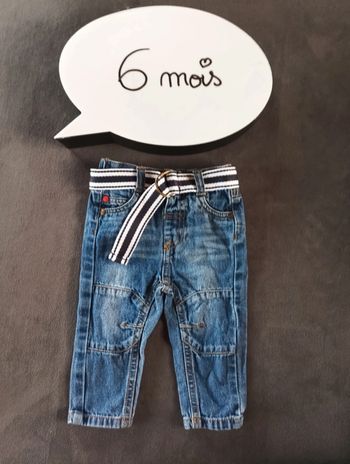 Pantalon jeans avec ceinture Garçon 6 mois 100% coton
