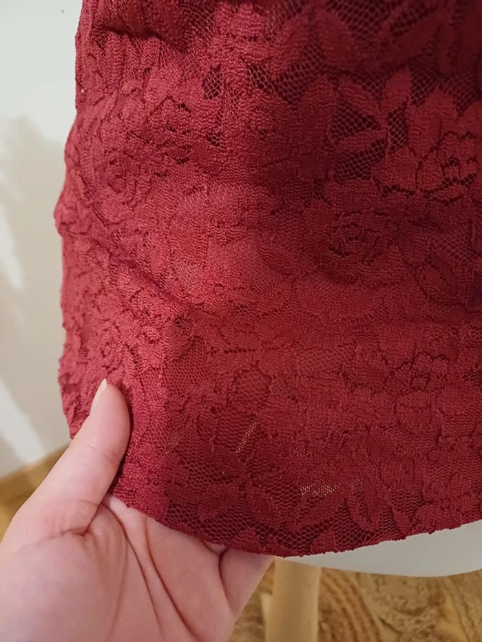 Blouse chic Bordeaux avec dentelle Capsule taille S 36 - photo numéro 9