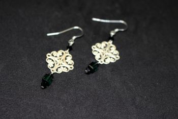 Boucles d'oreilles en argent 925 avec des rosettes filigranes en argent 