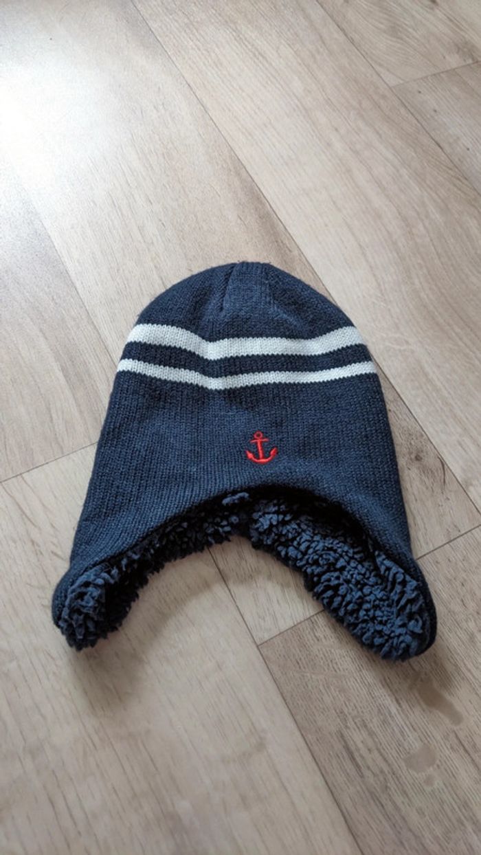 Bonnet fourré bleu marine 6-12 Mois