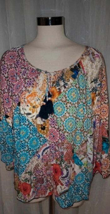 🌸 Blouse multicolore Heine – Taille 44 – Manches longues 🌸