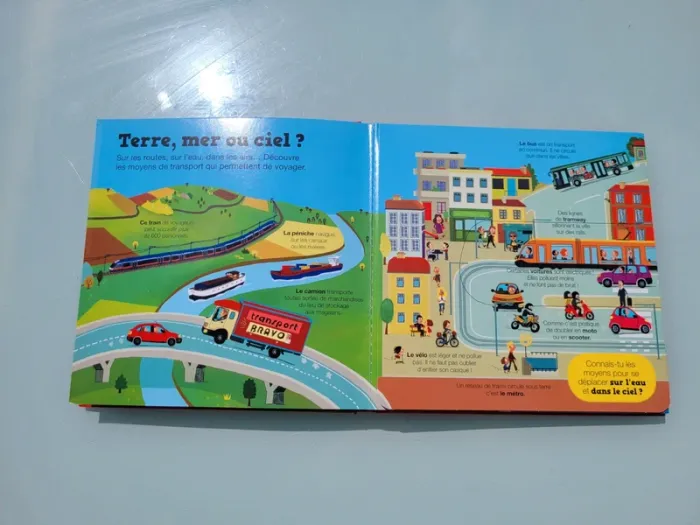 Livre animé de flaps, tirettes.. Kididoc 🚢 Les Transports 🛩 - photo numéro 5