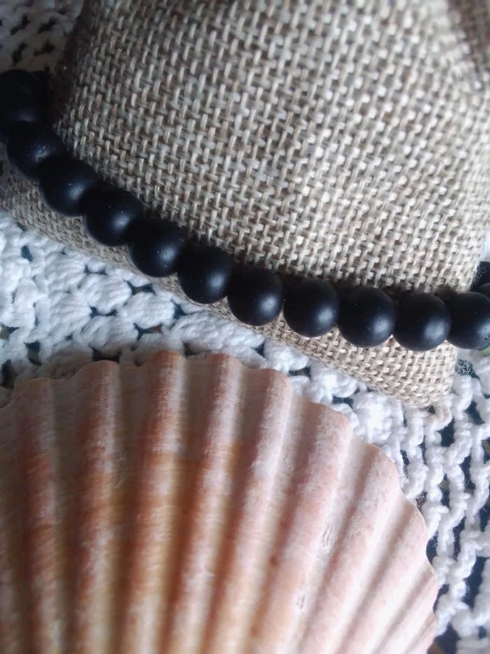 bracelet perles noires longueur 20.5 cm - photo numéro 5