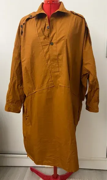 Robe chemise coton organique camel Comitted by Mango