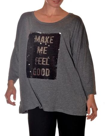 Tshirt manches longues taille 50/52 gris uni avec inscription