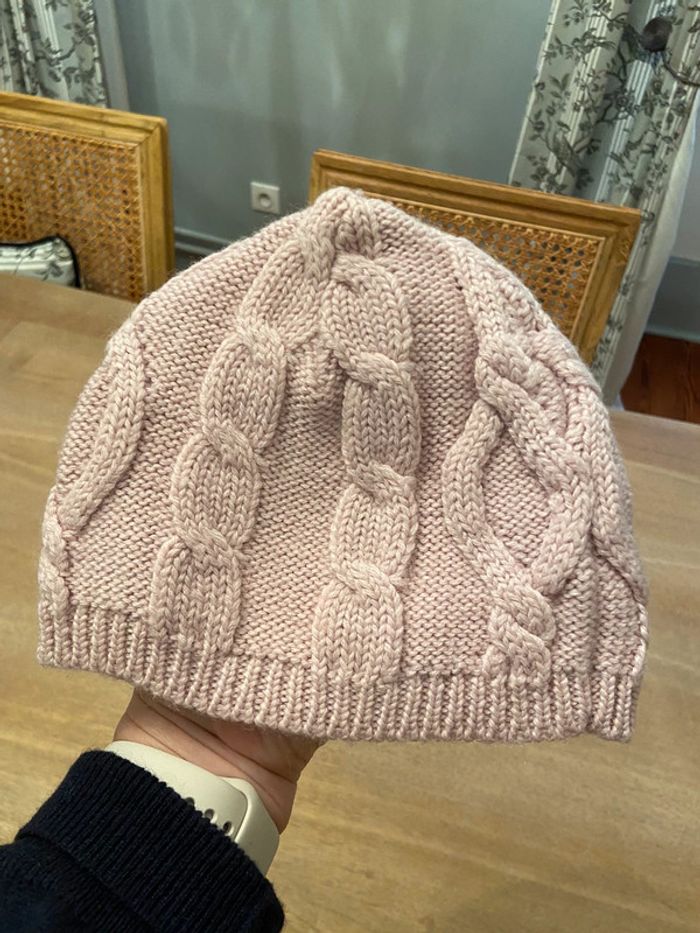 Bonnet en laine mélangée torsadée rose pâle Cyrillus taille 55 cm - photo numéro 4