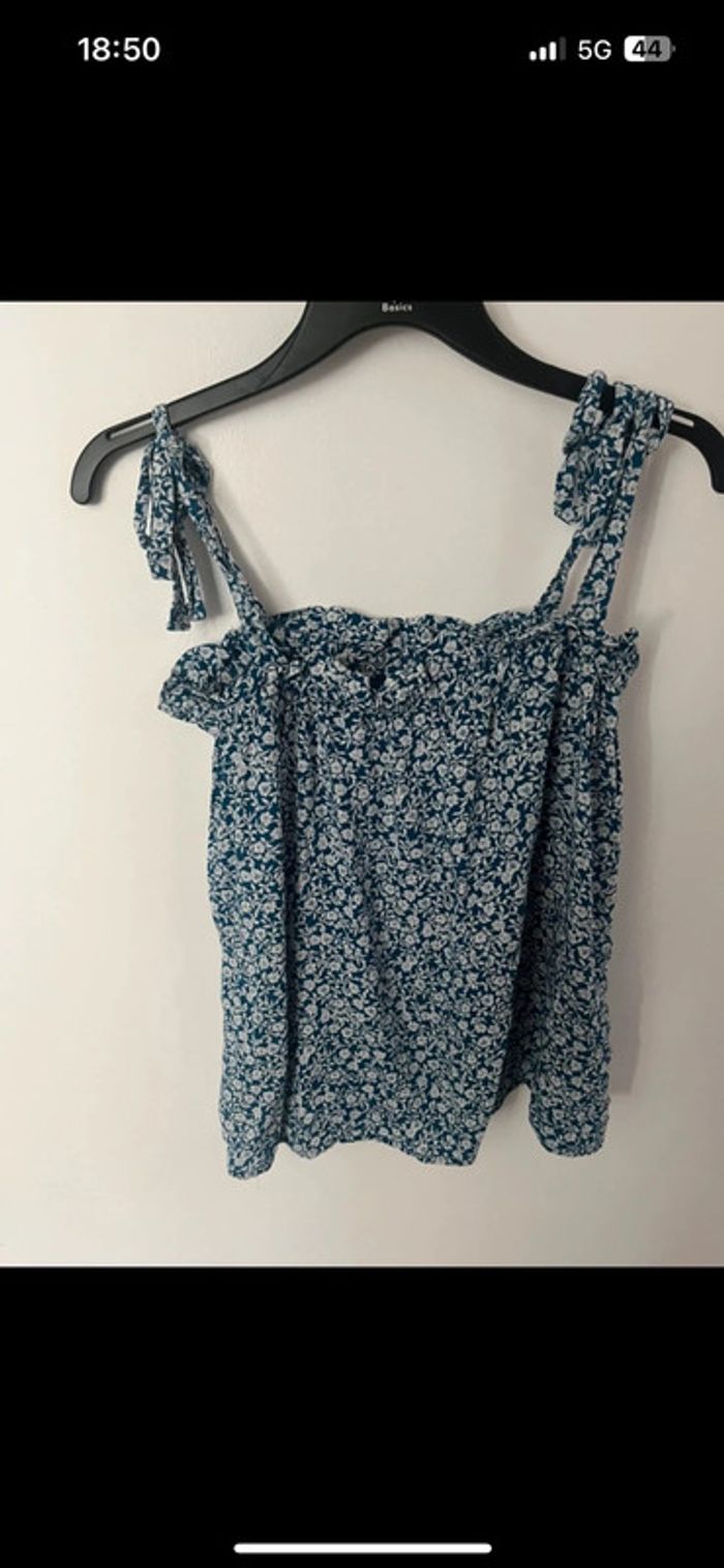 Top fleuri GEMO - Taille 38 - Bleu - photo numéro 2