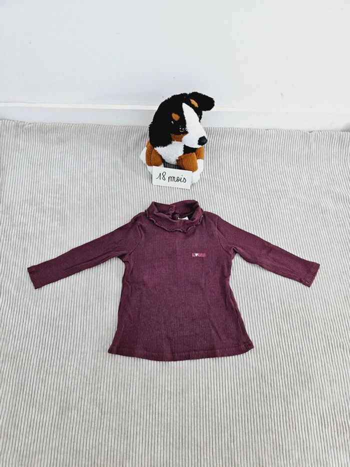 Tee shirt manches longues côtelé avec col bébé fille 18 mois Tape à l'oeil