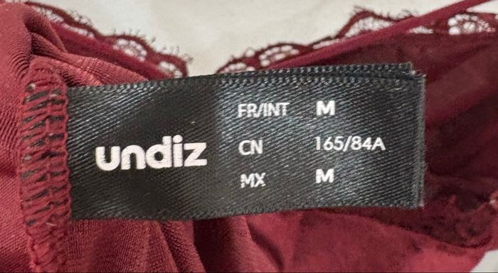 Nuisette à bretelles bordeaux effet velours avec dentelle Undiz - Taille M - photo numéro 7