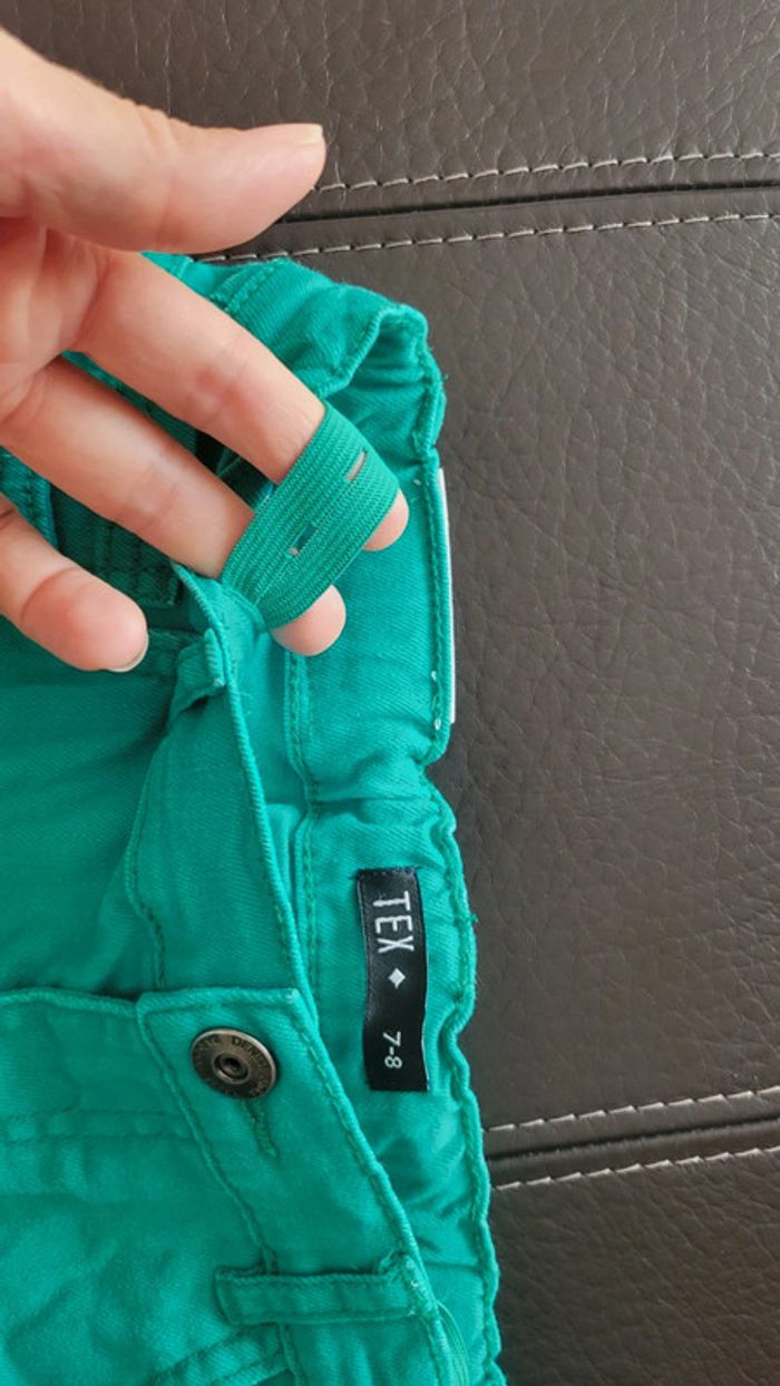 Short en jean vert taille réglable 7-8 ans - photo numéro 3