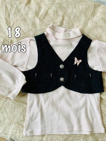 Boléro noir motif papillon+ sous pull ivoire