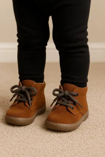 Chaussures bébé en cuir suédé Saxo Blues marron jamais portée – pointure 20