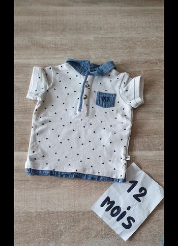 Maillot t-shirt polo manches courtes 12mois garçon