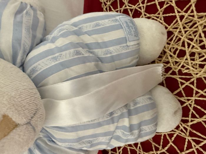 Peluche lapin TARTINE ET CHOCOLAT bleu blanc rayures - photo numéro 6