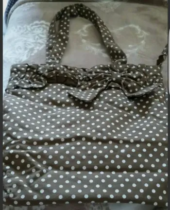 Sac en tissu Marron pois blanc