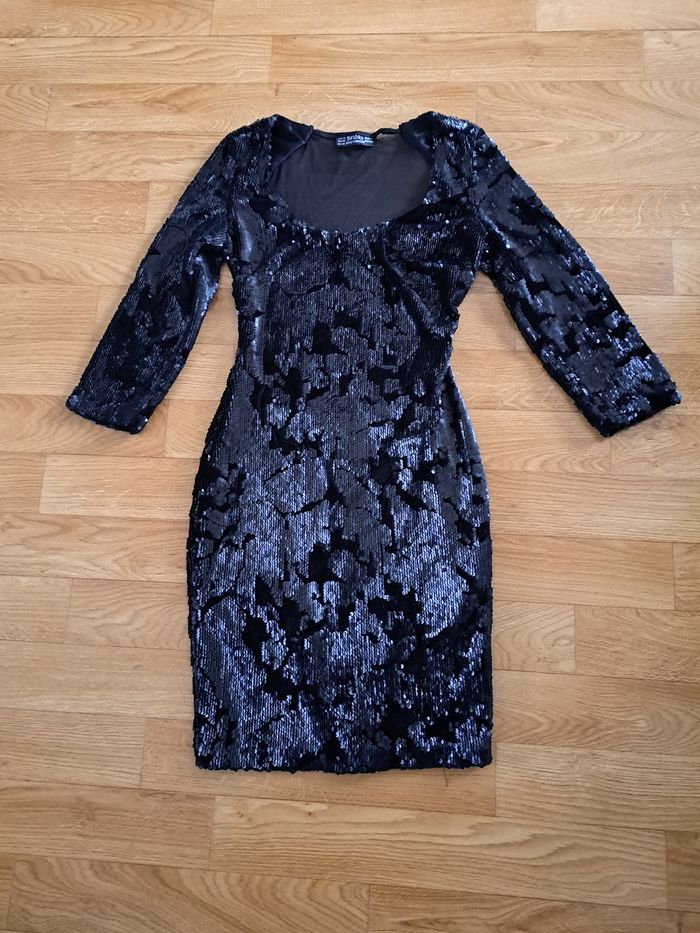 Robe de soirée noir a sequins femme - photo numéro 3