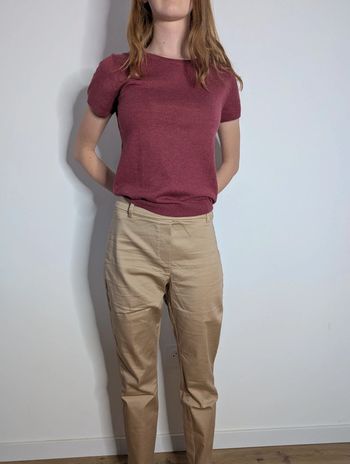 Pull manches courtes Rodier, couleur framboise, taille S