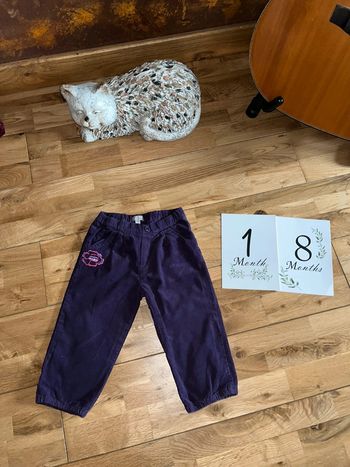 Pantalon en velours mauve doublé tres bon état grain de blé 18 mois