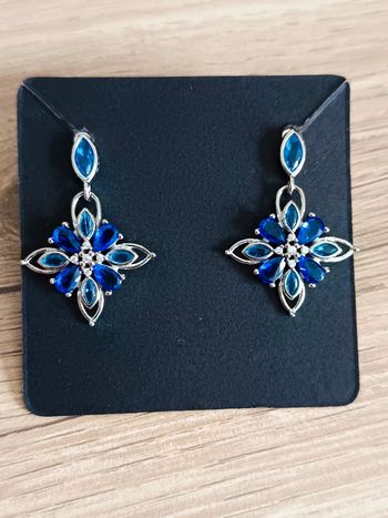 Boucles d'oreilles pendantes bleu argent 925