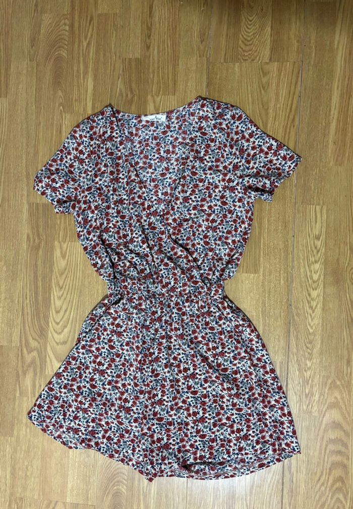 Combishort vintage fleurie, décolleté cache-coeur