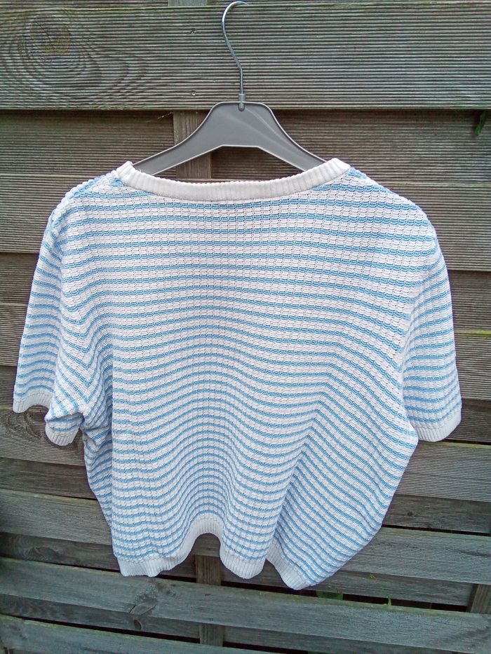 Pull manches courtes rayé bleu/blanc - Esmara - photo numéro 3