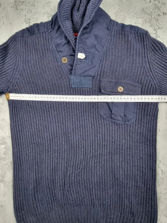 Pull col châle Tommy Hilfiger – Bleu marine – Taille M Hommes (mesures en photos) - photo numéro 11