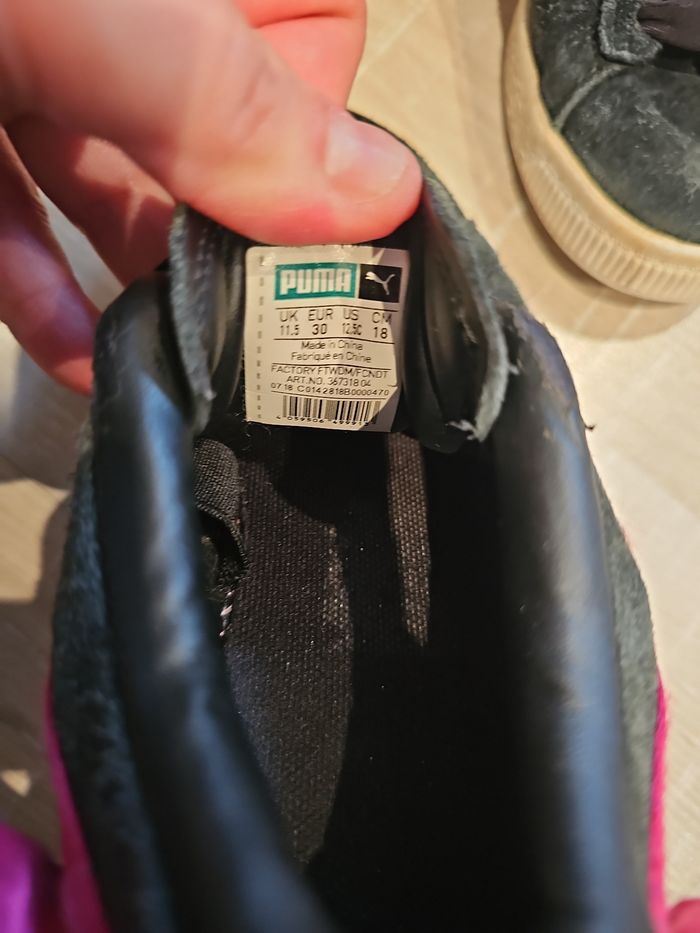 🎀 baskets puma suede bow noir rose satin femme taille 30 sneakers fille tendance confortable 🎀 - photo numéro 4