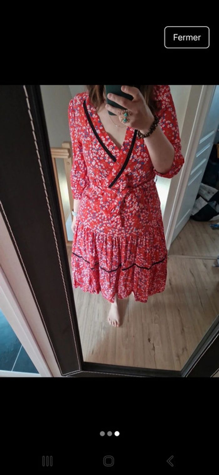 Robe décolleté taille m dunnes Fleurie rose - photo numéro 3