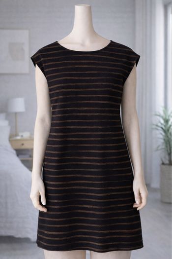 Robe manches courtes à rayure noire marron taille 38 M