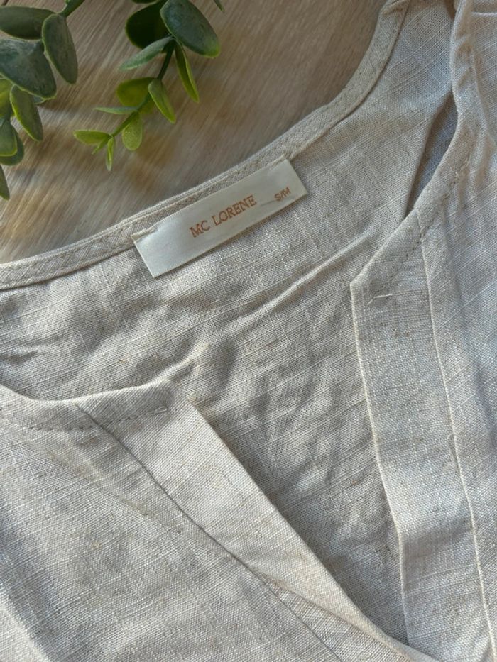 Blouse en lin beige taille S/M - photo numéro 2