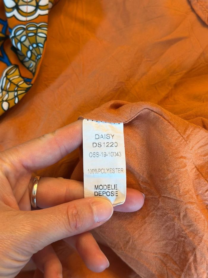 Robe fluide imprimé graphique orange Orféo – Taille S - photo numéro 7