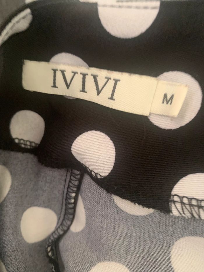 Blouse Ivivi taille 38 noir à pois blanc - photo numéro 4