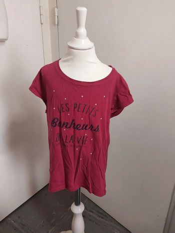 Tee-shirt Kiabi – Bordeaux "Les petits bonheurs de la vie" 8 ans