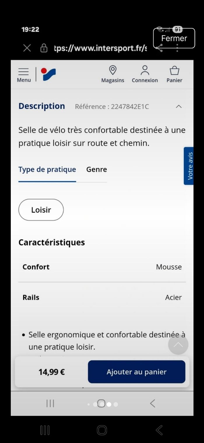 Selle de vélo VTT/ VILLE CONFORTABLE - photo numéro 7